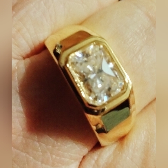 Father's Day Moissanite Men's Ring in Vermeil YG Over Sterling Silver - Picture 3 of 7